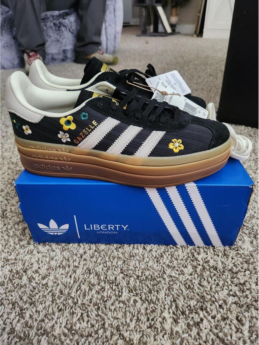 Adidas Gazelle Bold W Black Floral Sneakers Size 7